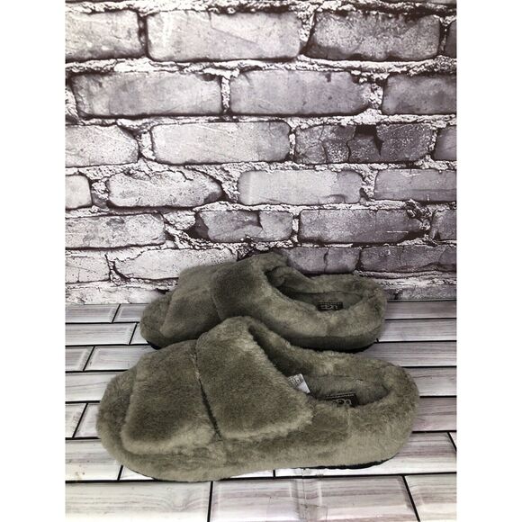 Ugg Olive Green Fluff That Slip On Plush Wool Slippers Men’s Sz 9M US/42 1124111 - Picture 8 of 16